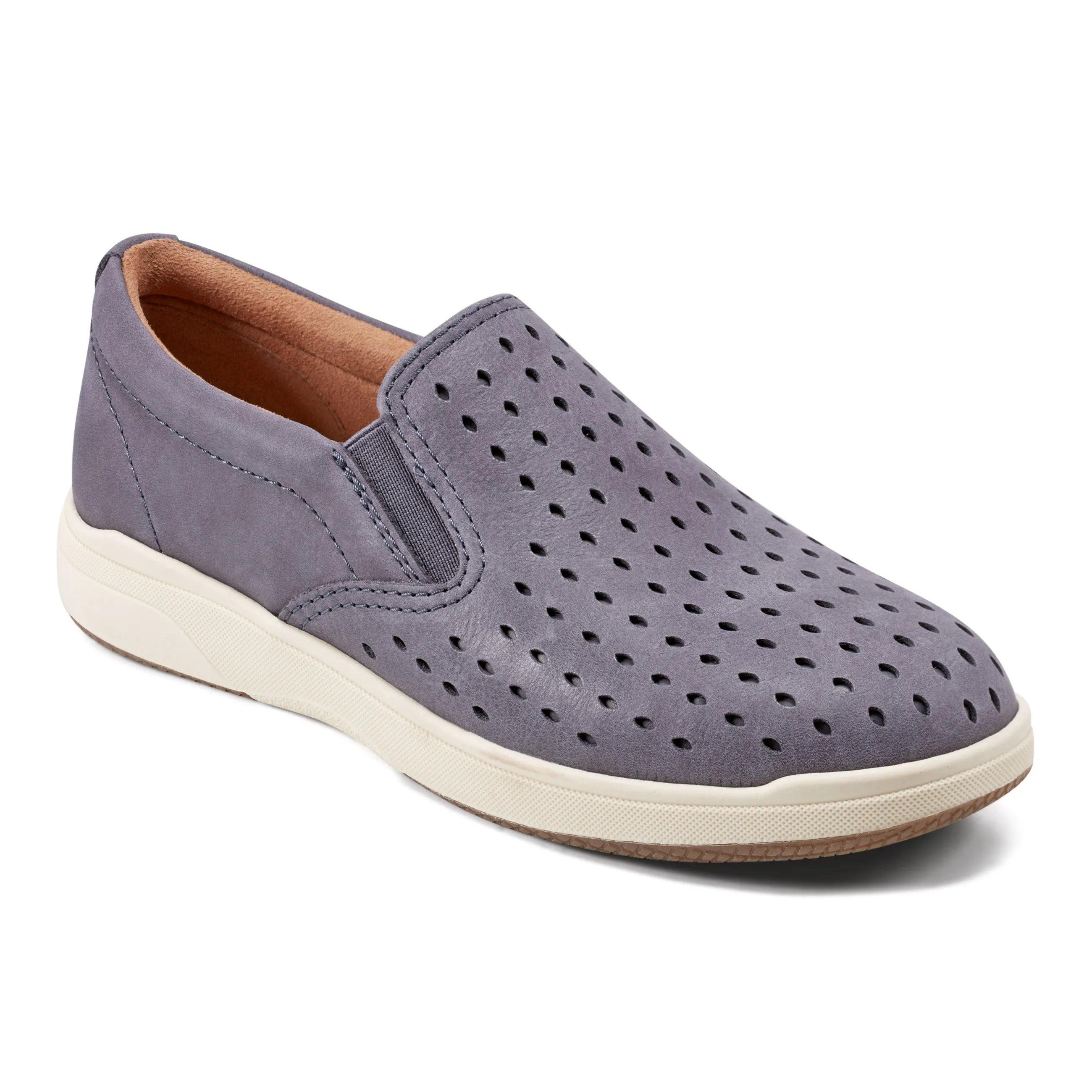 Nel Laser Cut Round Toe Casual Slip-on Sneakers Work Ready