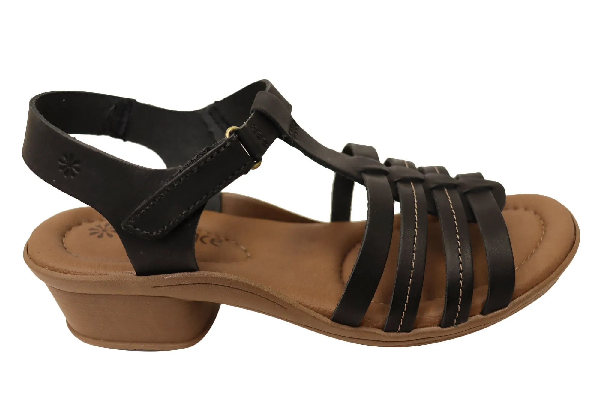 New Face Jaslyn Womens Brazilian Comfortable Leather Low Heel Sandals Moisture wicking