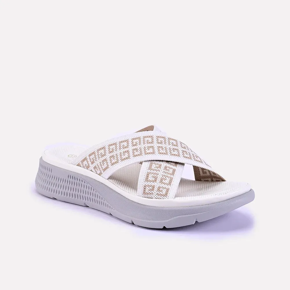 Light Summer Slides Poppy White Casual Slippers 0412620