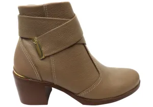 Comfortable Footbed Climate Friendly Pegada Valley Womens Mid Heel Leather Ankle Boots Made In Brazil