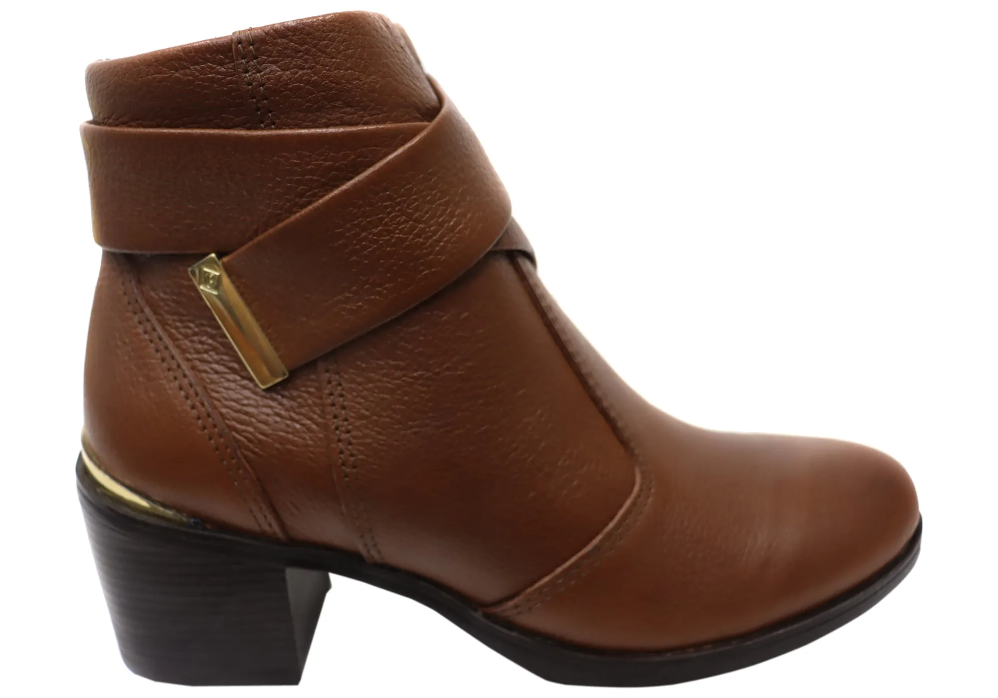 Pegada Valley Womens Mid Heel Leather Ankle Boots Made In Brazil compression
