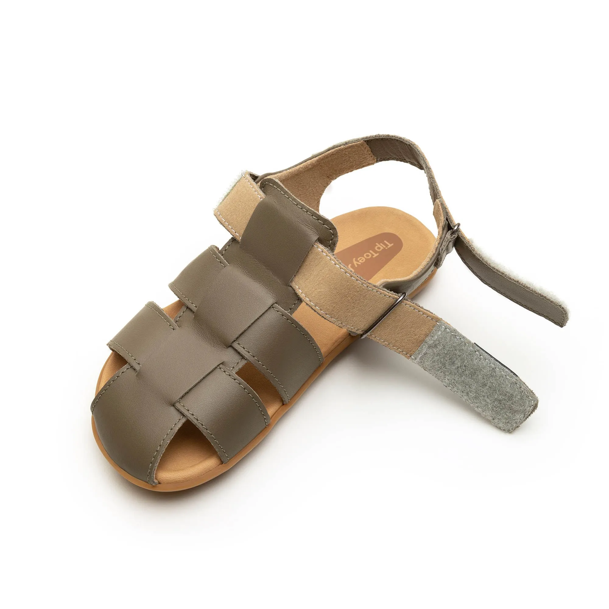 Crystal Shine Chic Look Tip Toey Joey Boy's and Girl's Sand Sandals - Mineral Green
