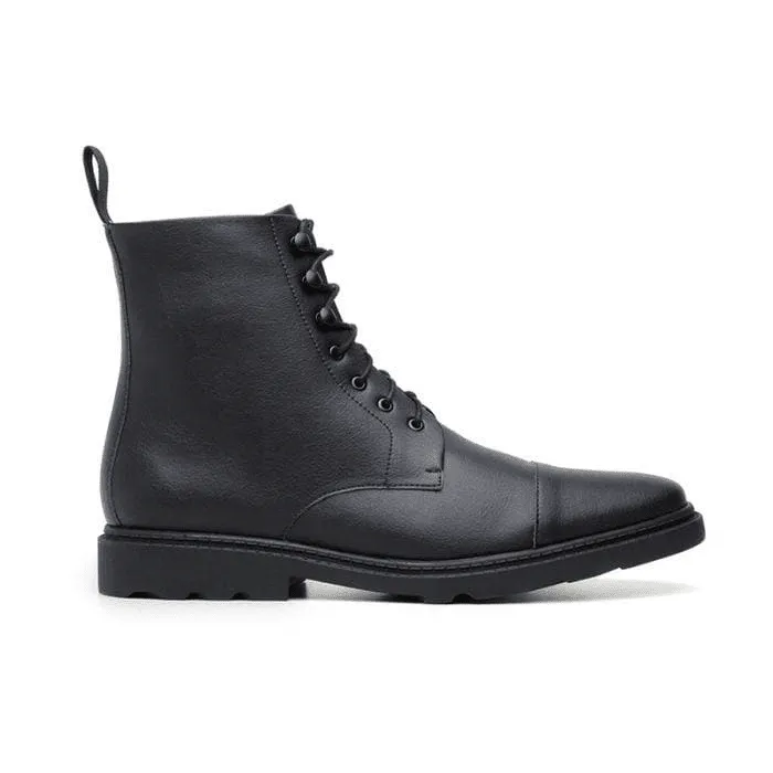 'Work Boot 2.0' Vegan Lace-Up Boot by Ahimsa - Black Reinforced Seams Shock Resistant