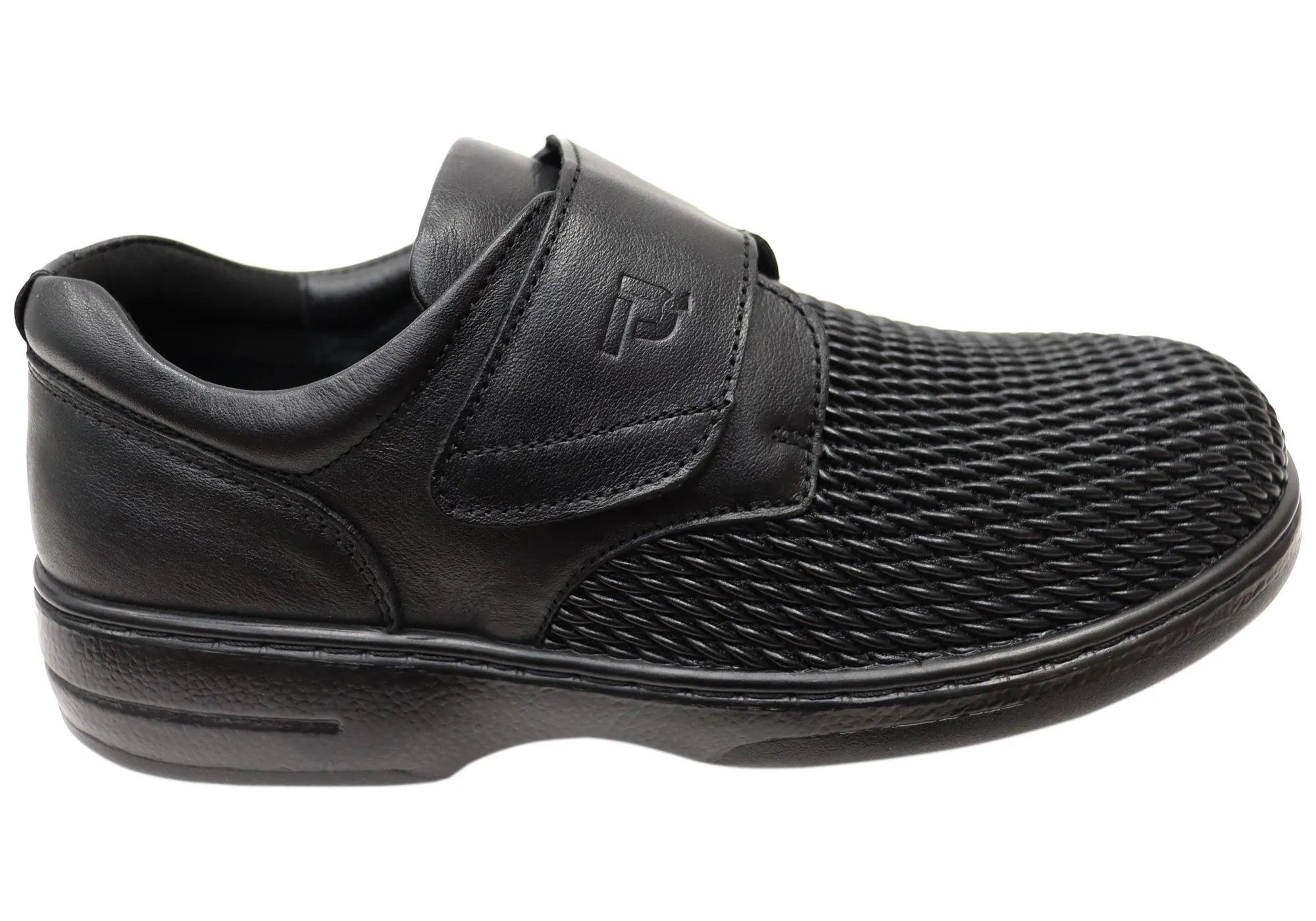 Propet Womens Olivia Leather Comfort Adjustable Strap Wide Fit Shoes Elastic