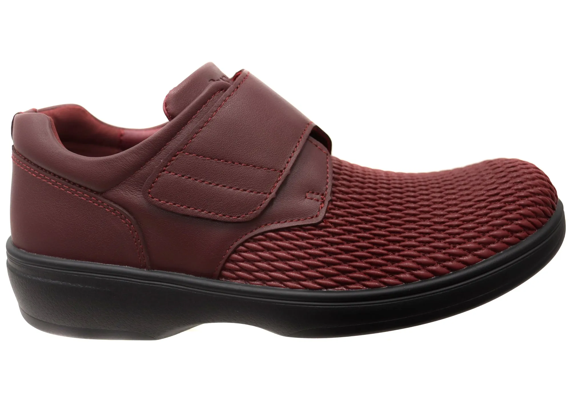 Propet Womens Olivia Leather Comfort Adjustable Strap Wide Fit Shoes Court Grip