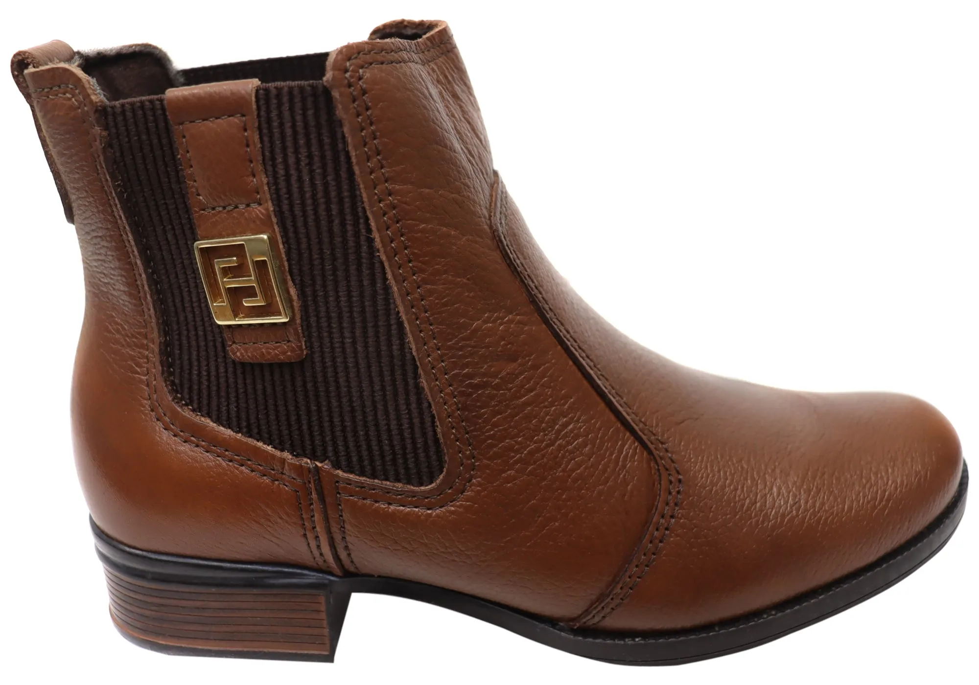Warm Touch Pegada Carla Womens Low Heel Leather Ankle Boots Made In Brazil