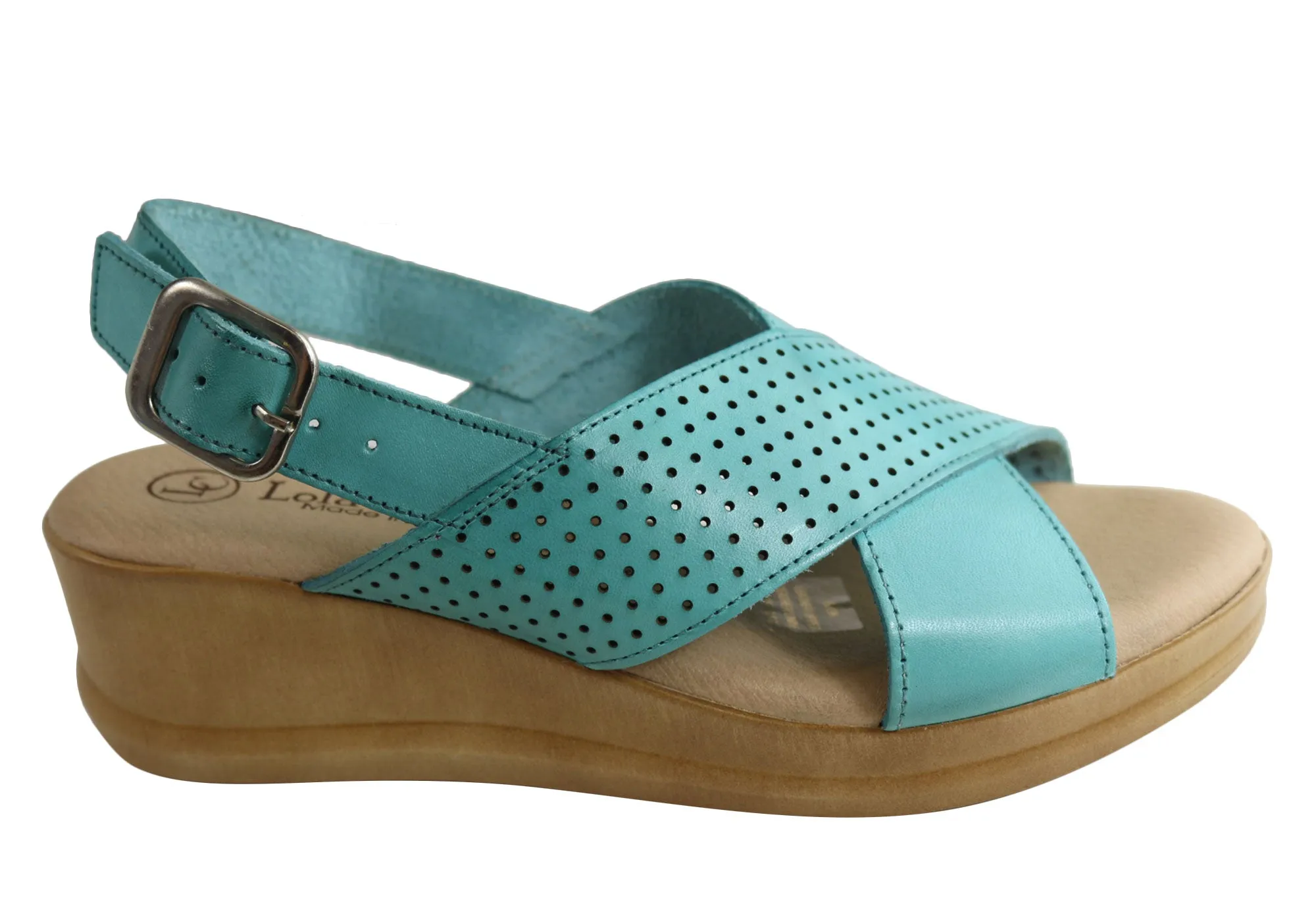 Lola Canales Eden Womens Comfort Leather Wedge Sandals Made In Spain Flex Motion Holiday Mood