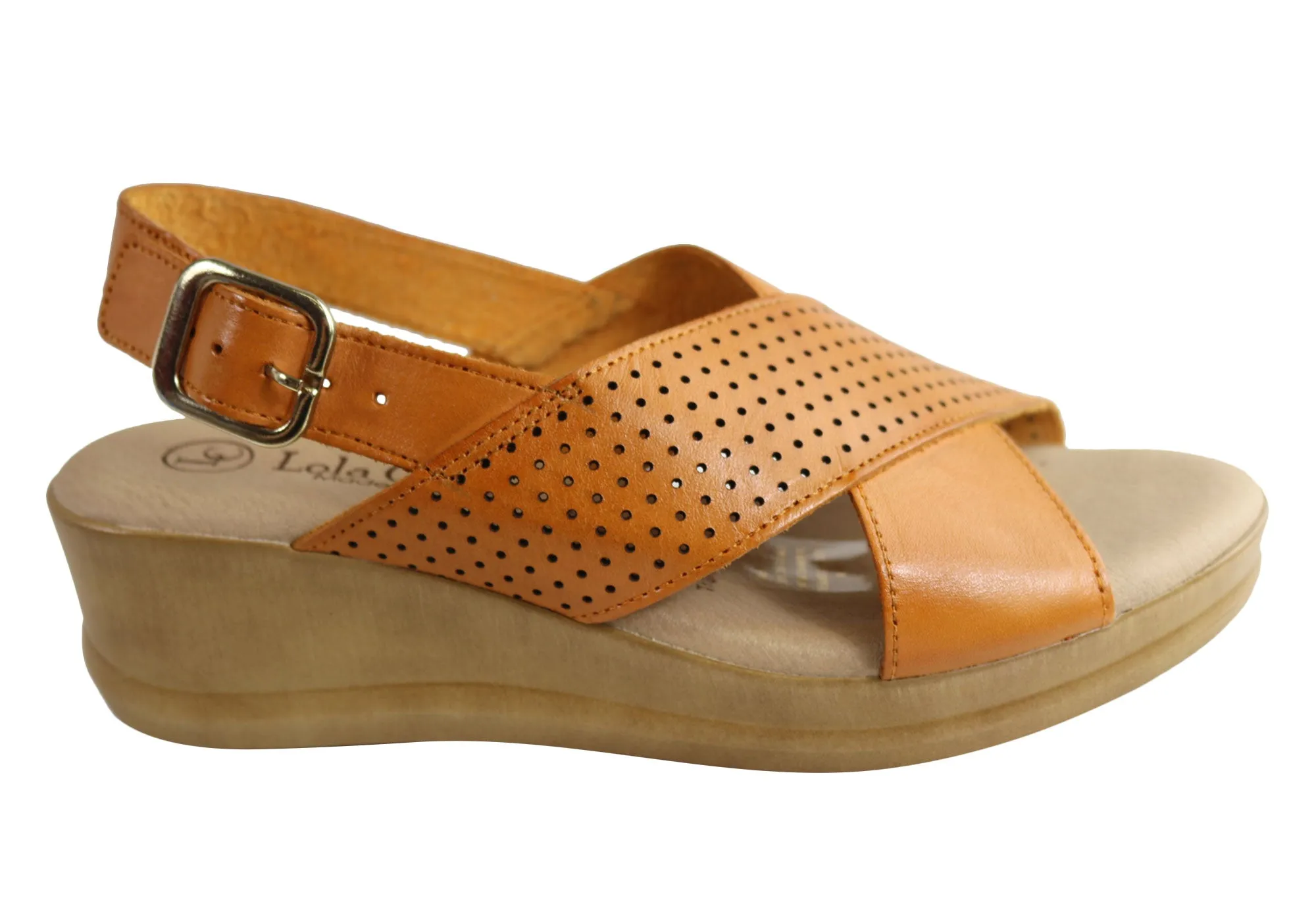 Lola Canales Eden Womens Comfort Leather Wedge Sandals Made In Spain Outdoor Style