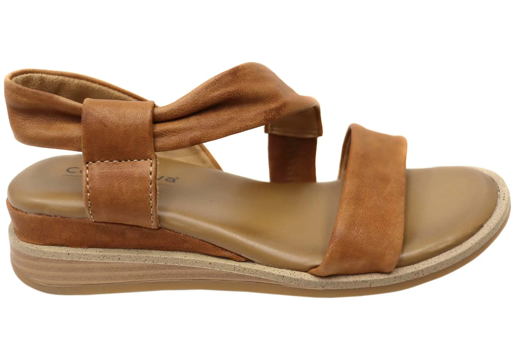 Comfortiva Marcy Womens Comfort Footbed Wide Fit Leather Sandals Simple Step