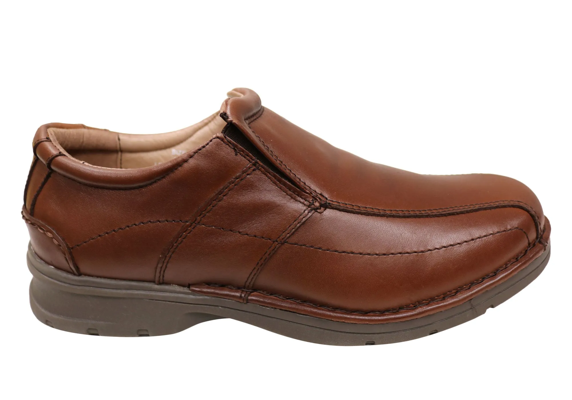 Slatters Lismore Mens Leather Extra Wide Fit Comfortable Slip On Shoes Shift Long Minimalist Look