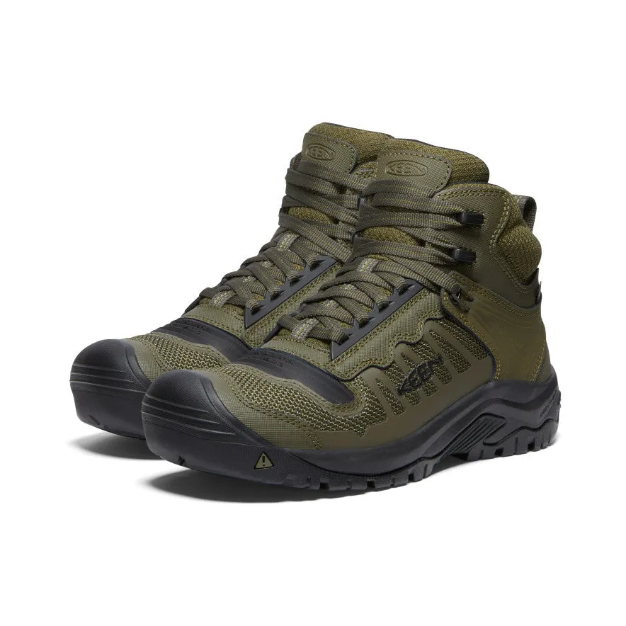 Grippy Outsole Adventure Seeker Men's Reno Waterproof Mid (Soft Toe)  |  Dark Olive/Black