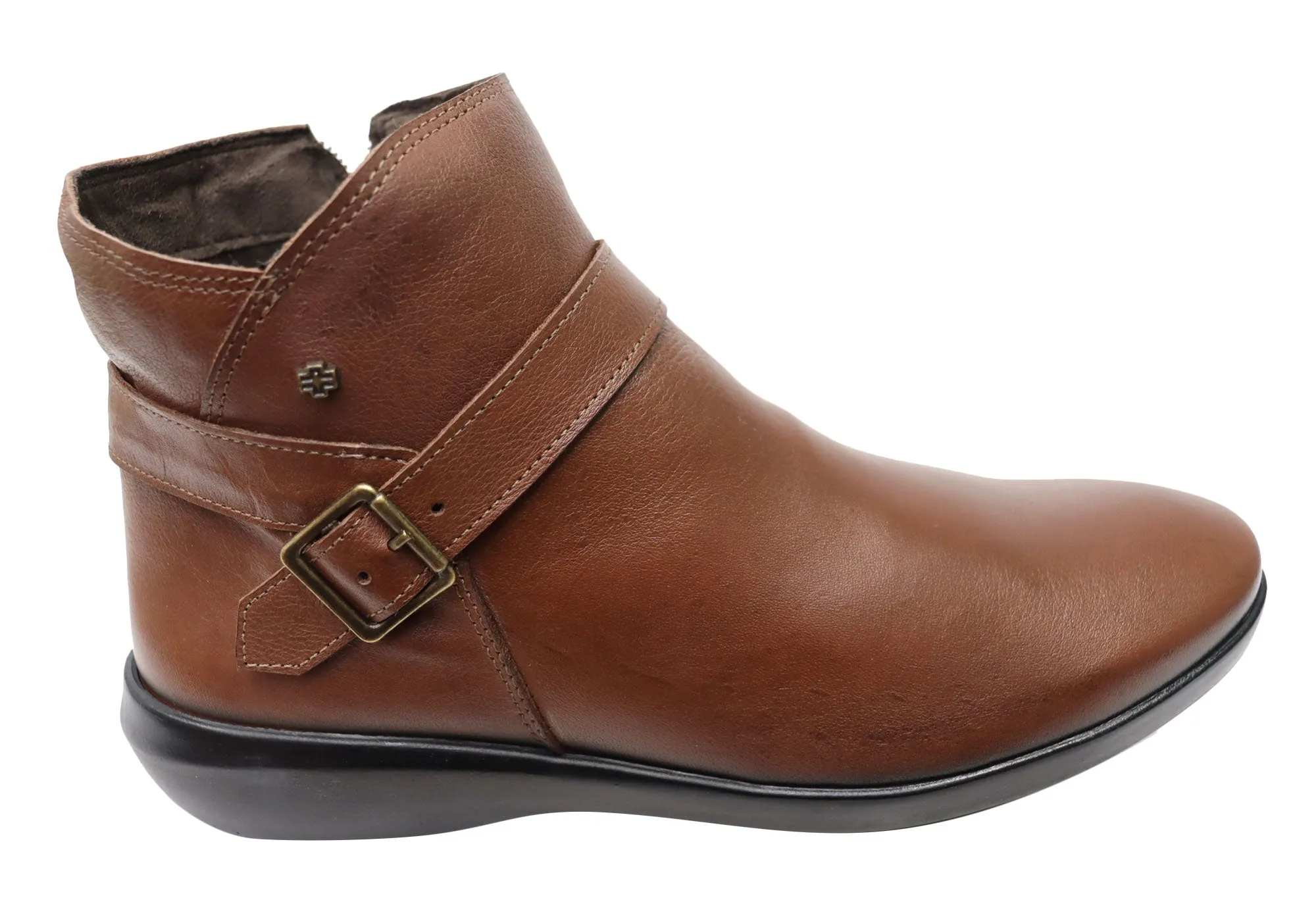 Clean Cut Stretchable Material Perlatto Pindera Womens Comfortable Leather Ankle Boots Made In Brazil