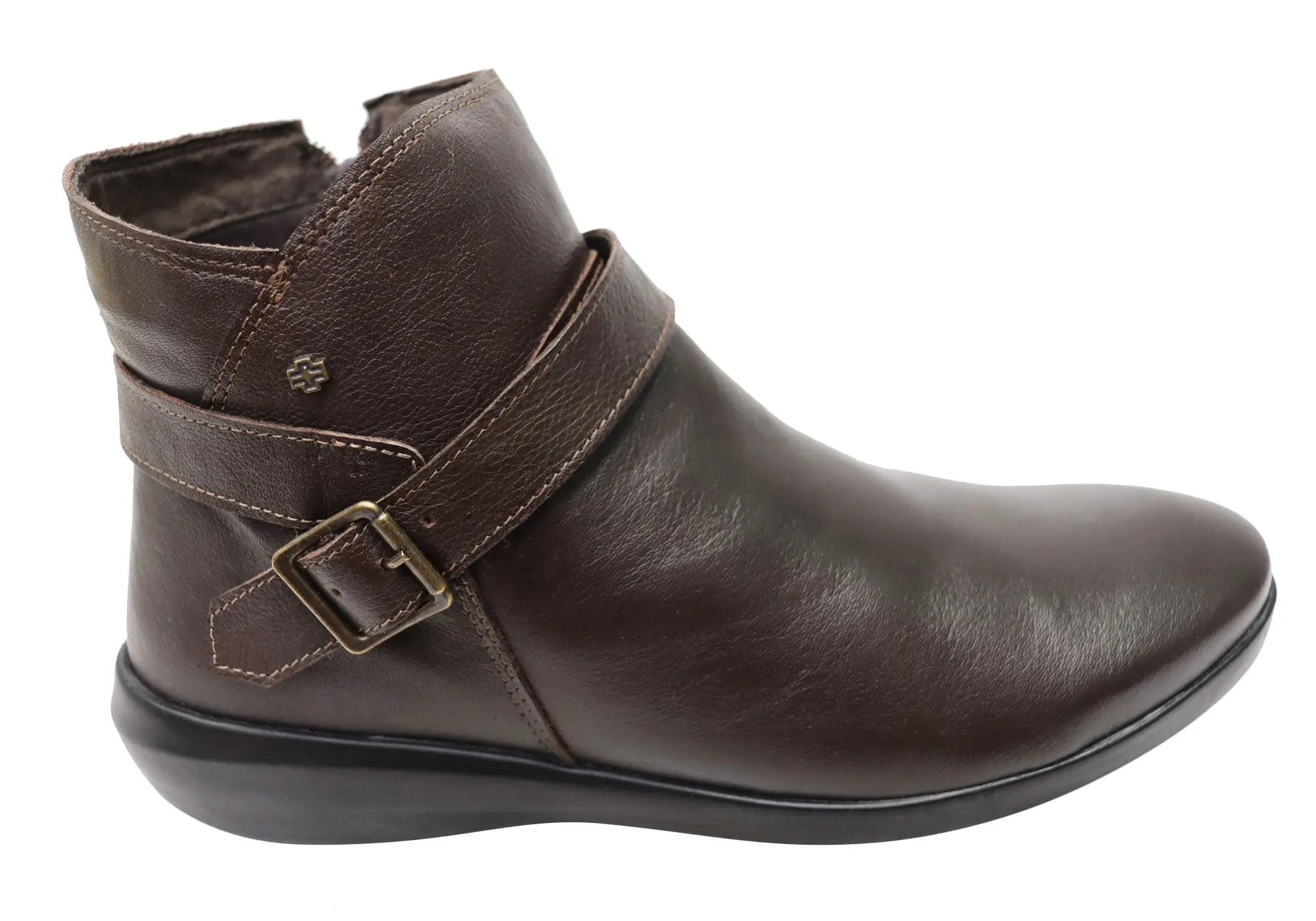 Adjustable Protective Comfort Perlatto Pindera Womens Comfortable Leather Ankle Boots Made In Brazil