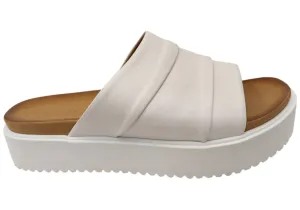 Orizonte Volume Womens European Leather Platform Slides Sandals Trendy Vibe