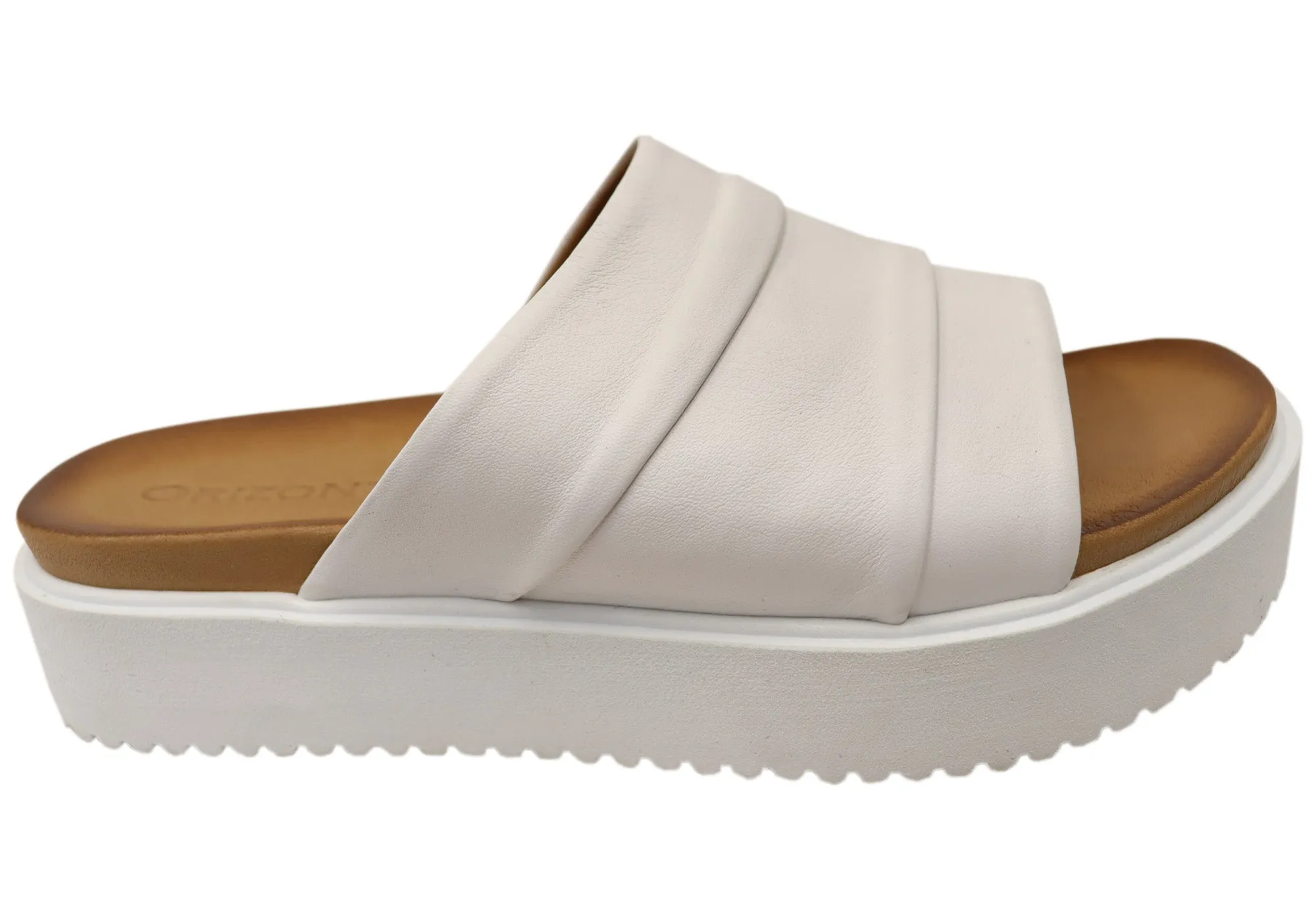 Orizonte Volume Womens European Leather Platform Slides Sandals Everyday Trendy Shoes