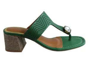 Airy Vibe Summer Footwear Essentials Orcade Deidre Womens Brazilian Comfort Leather Mid Heel Sandals Thongs