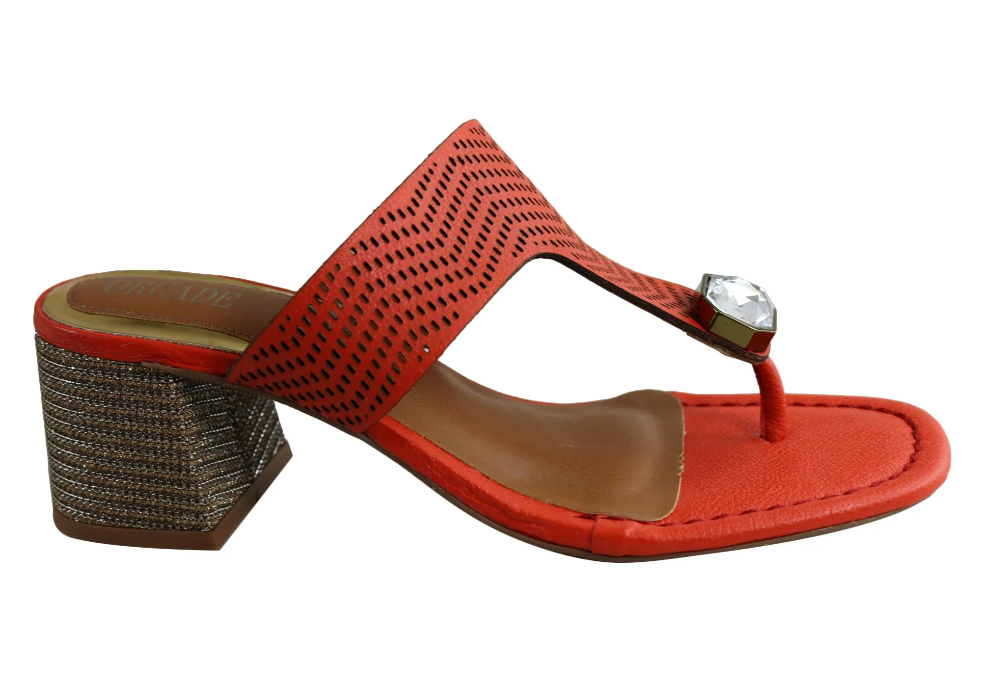 Rain Light Orcade Deidre Womens Brazilian Comfort Leather Mid Heel Sandals Thongs