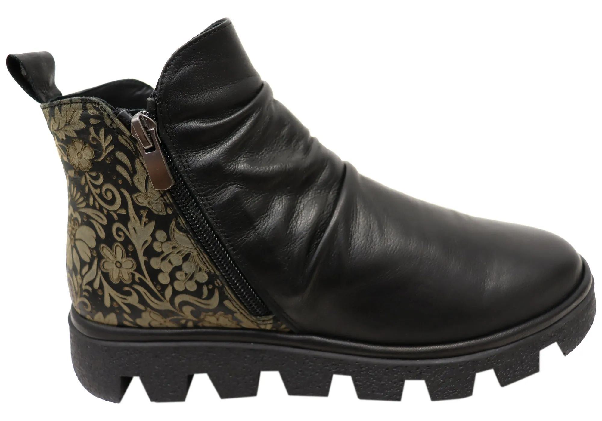 Orizonte Intrepid Womens European Comfortable Leather Ankle Boots fashionable footwear Wedge Sole