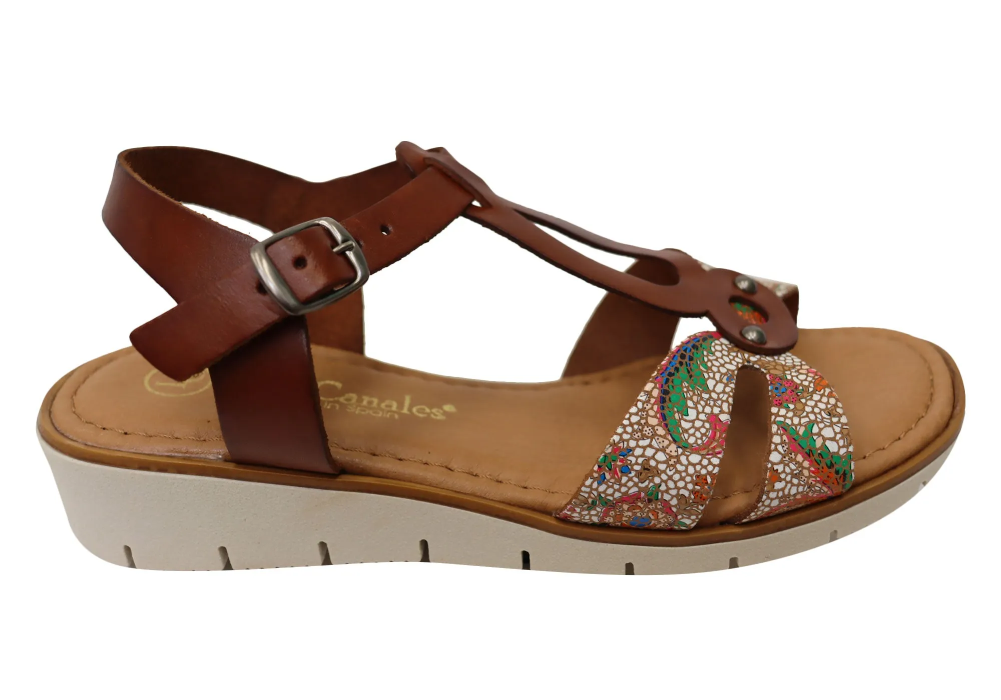 Silver Glow Lola Canales Salli Womens Comfortable Leather Sandals Made In Spain