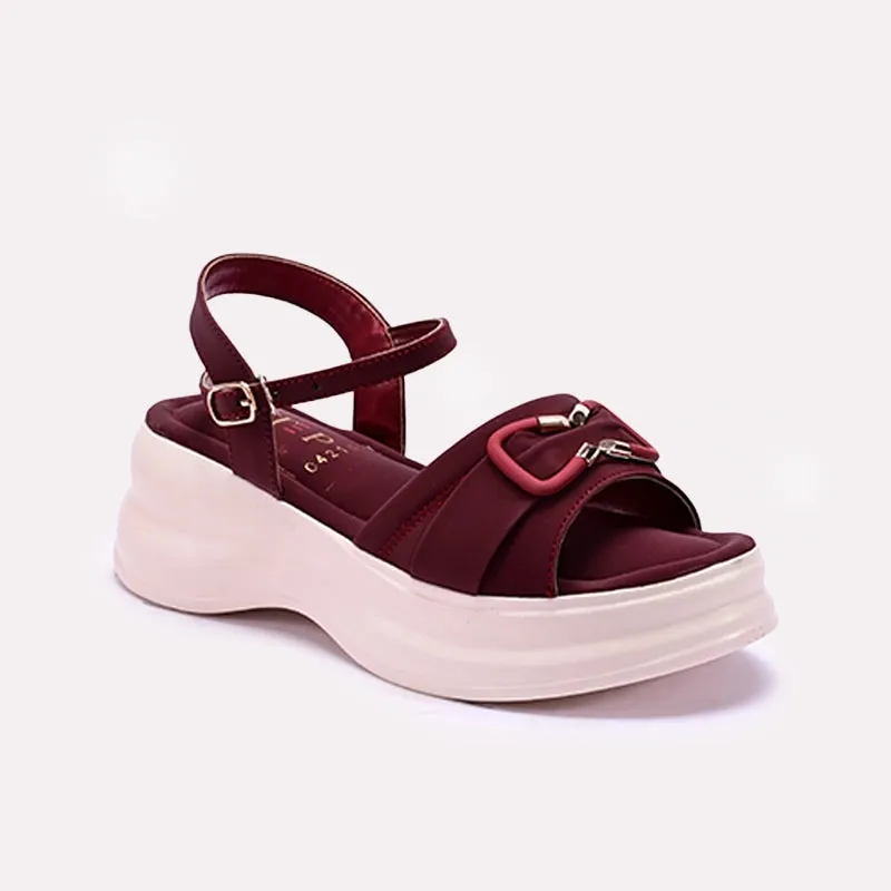 Maroon Casual Platform Sandals 0421500 Easy Sandals