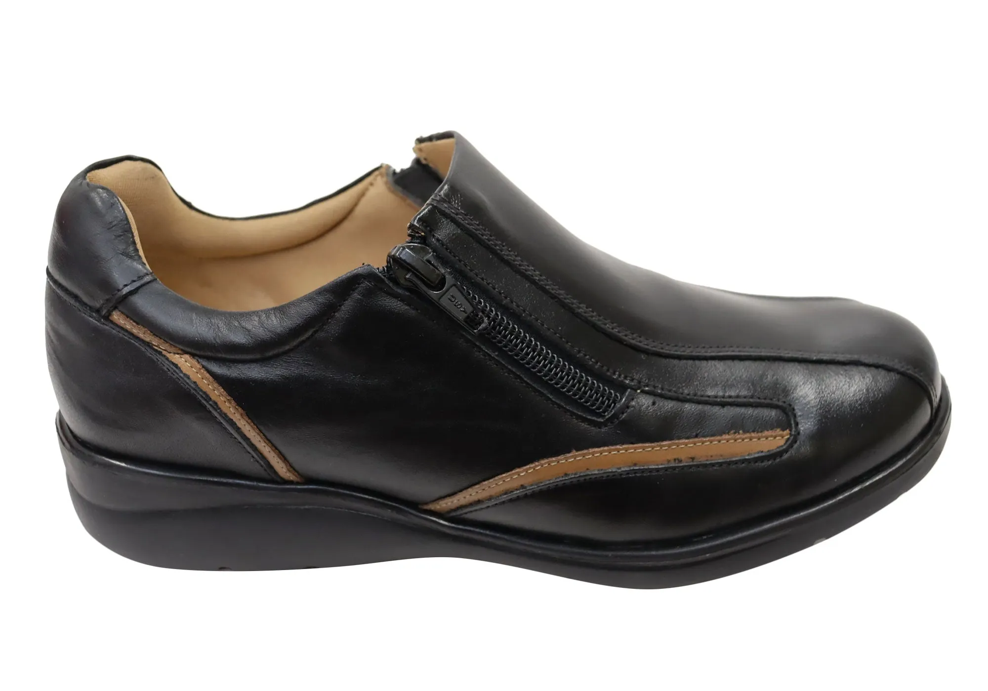 Mironneli Edith Womens Comfortable Brazilian Leather Shoes Gold Tone
