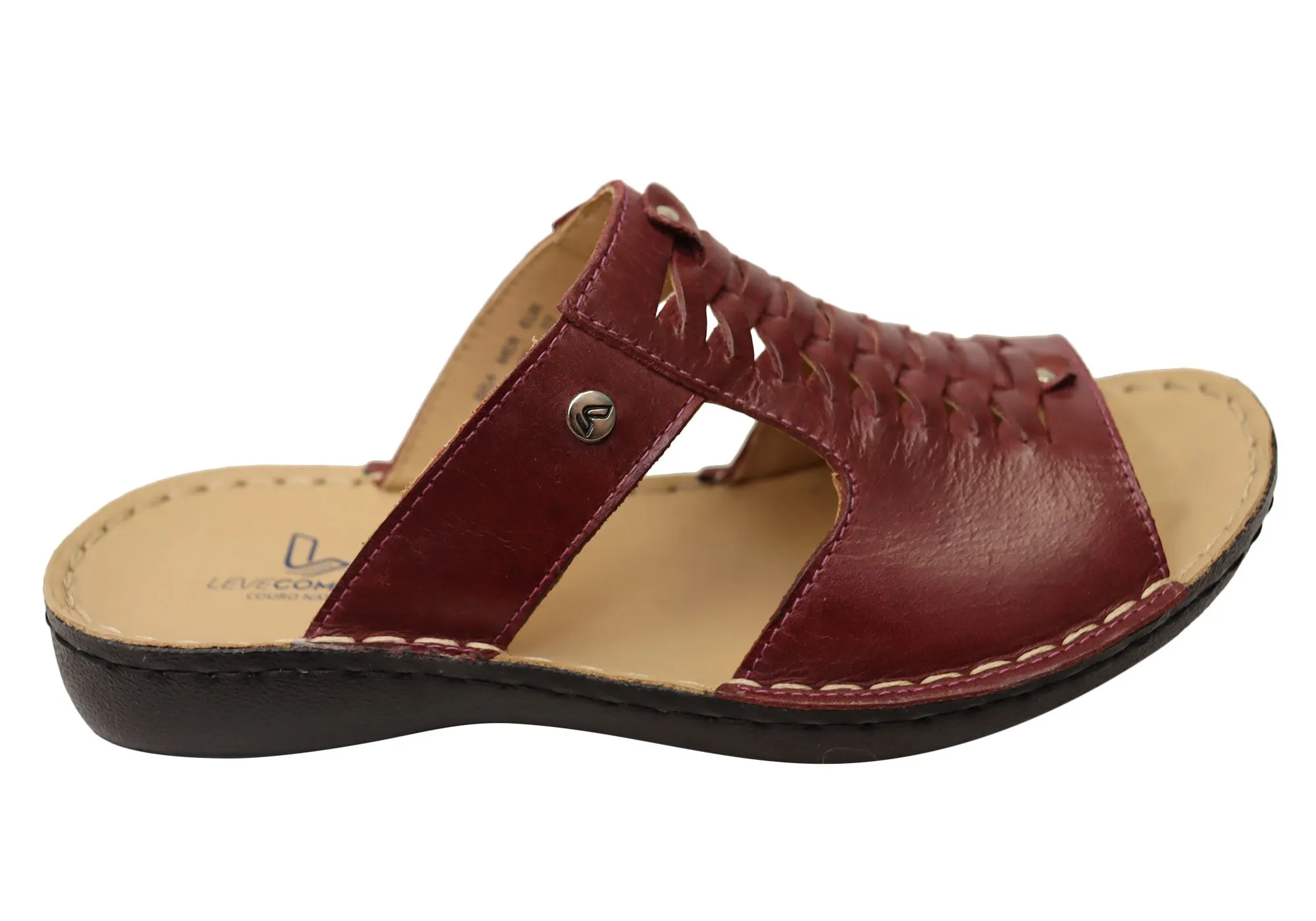 Ankle Strap Design Levecomfort Delia Womens Brazilian Comfortable Leather Slides Sandals