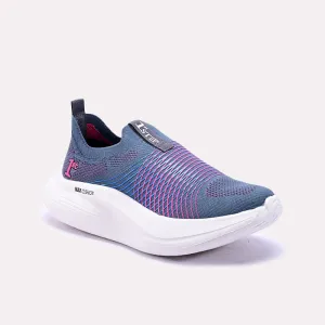 Stretchy Material Gray Sneaker Shoes 0440786