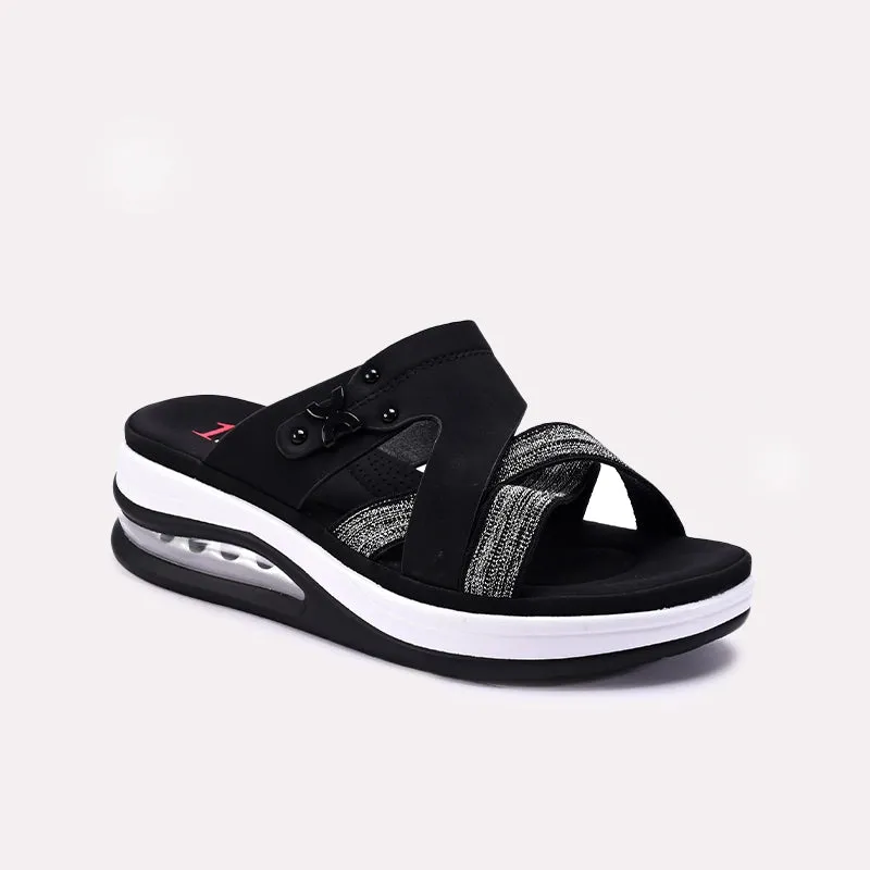 Lightweight Design Cotton Touch Womens Black Casual Slippers 0413417