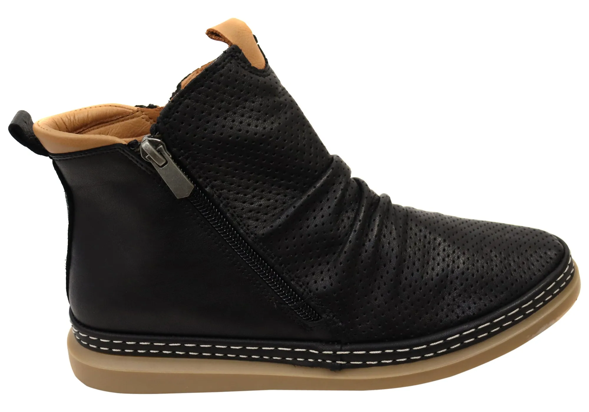 Orizonte Embia Womens European Comfortable Leather Ankle Boots Western Pattern Soft Power