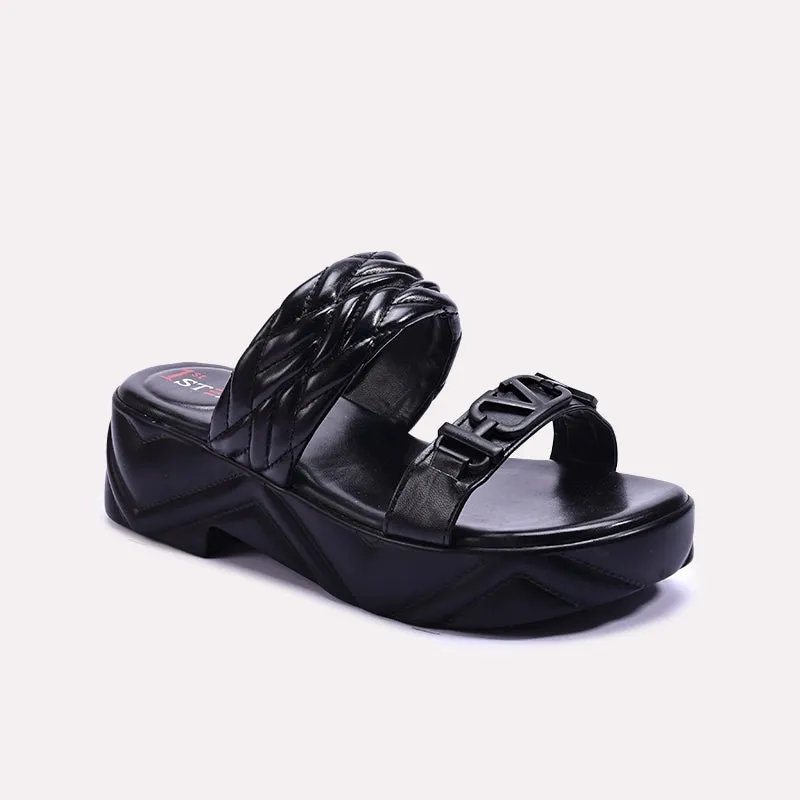 Black Chunky Casual Slippers 0413151 Outdoor Adventure