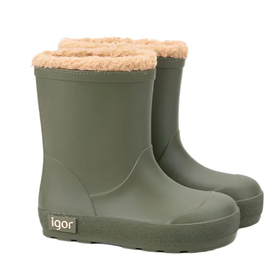 Igor Boy's and Girl's Yogi Borreguito Rain Boots - Kaki Office Worker