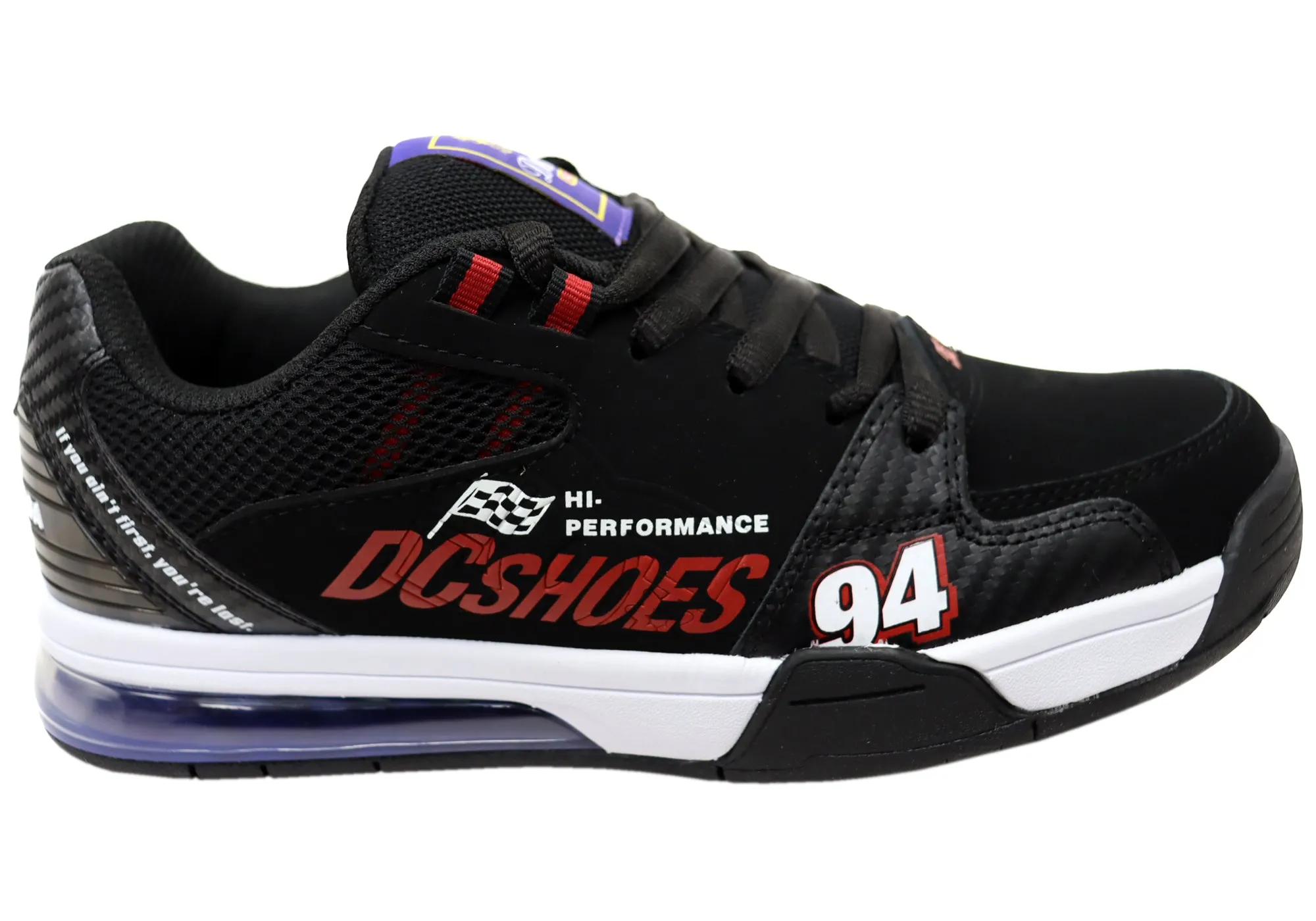 DC Shoes Mens Comfortable Leather Versatile Shoes Black Black Red Spring Style Chill Feet