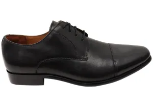 Brogue Detail Florsheim Mens Cross Cap Toe Derby EE Extra Wide Leather Dress Shoes