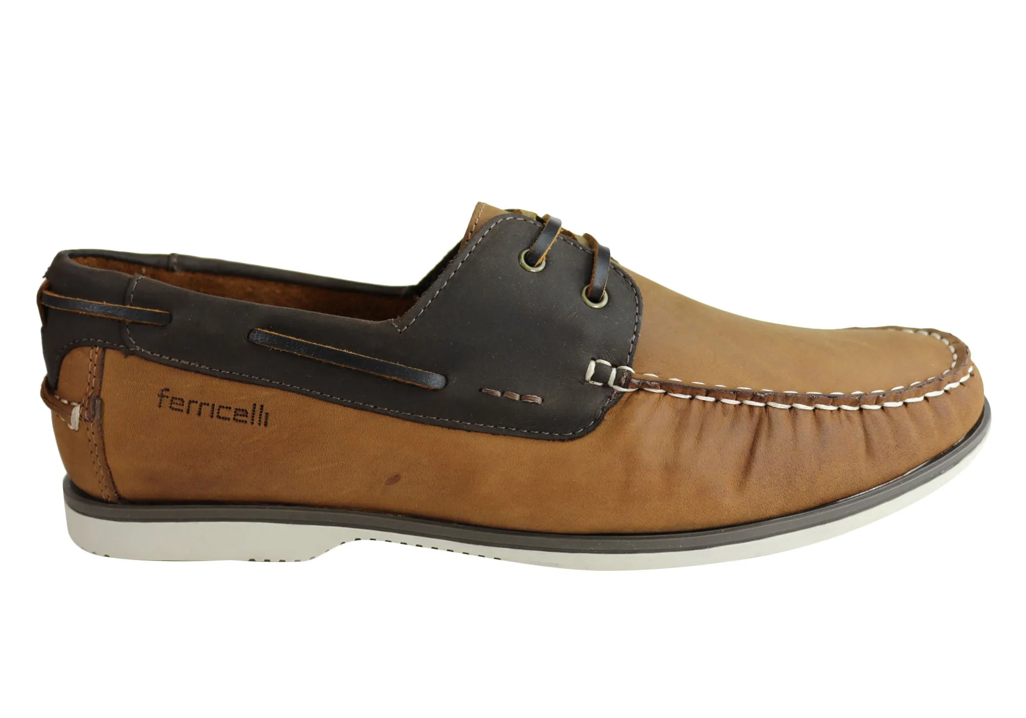 Ferricelli Gordon Mens Casual Leather Lace Up Shoes Made In Brazil Quick Wear Active Style