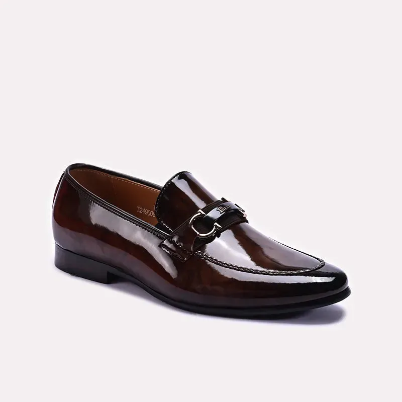 Shape Support Comfort Padding Brown Shiny Formal Shoes 0111276