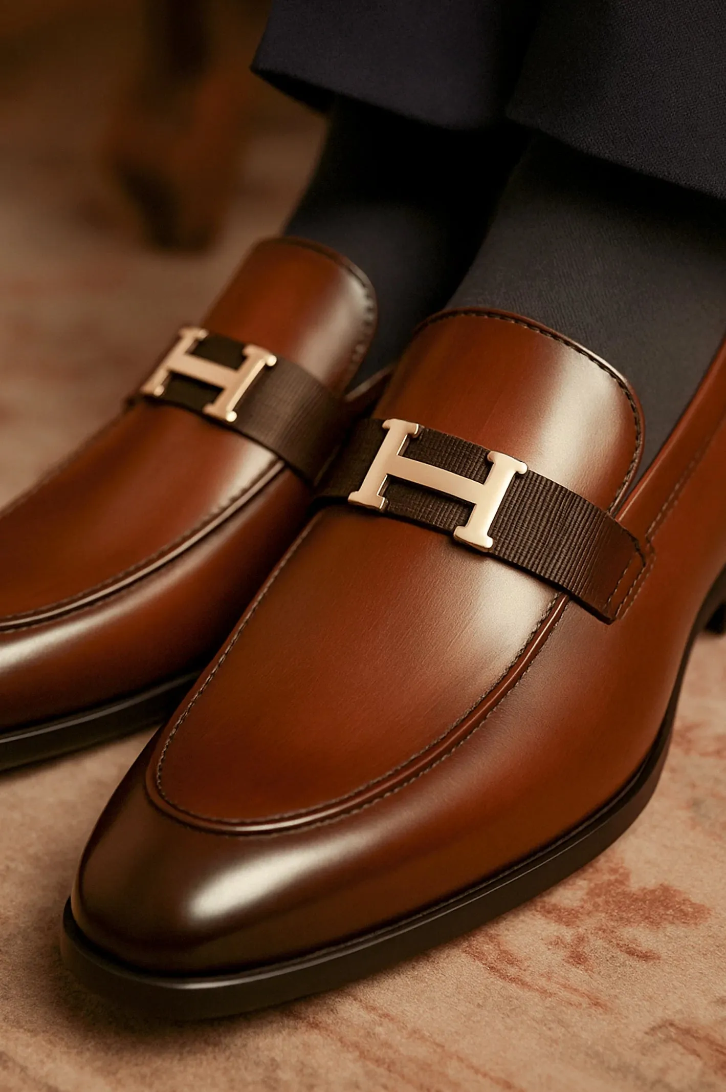 Coffee Men Formal Moccassins Full Hide