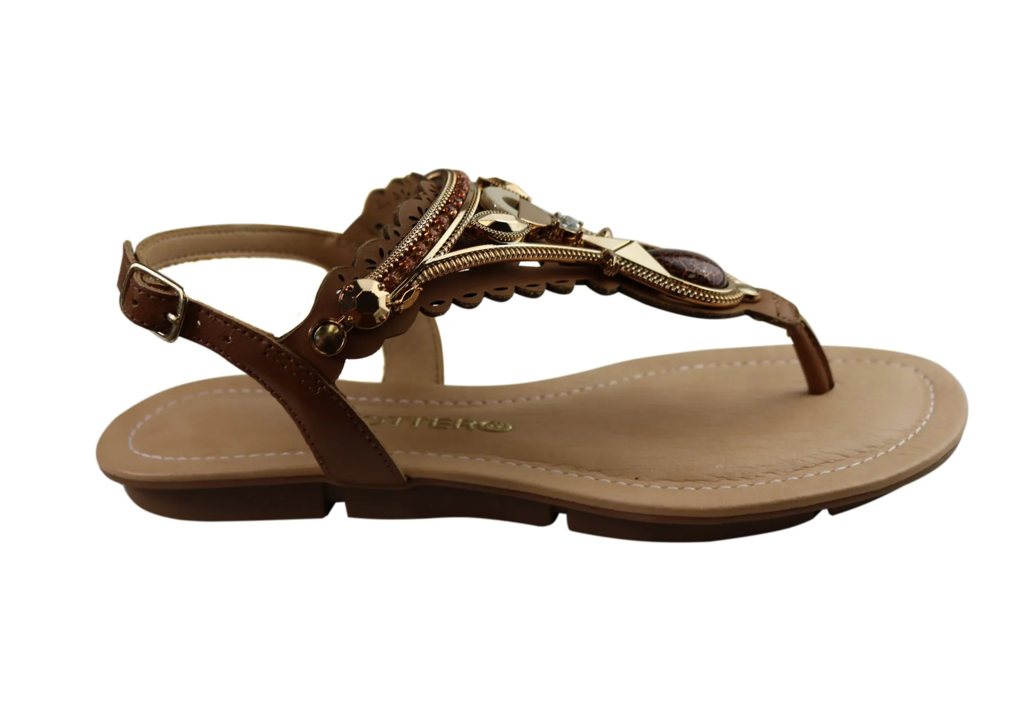 Effortless Pair Bottero Caymen Womens Comfortable Leather Sandals Made In Brazil