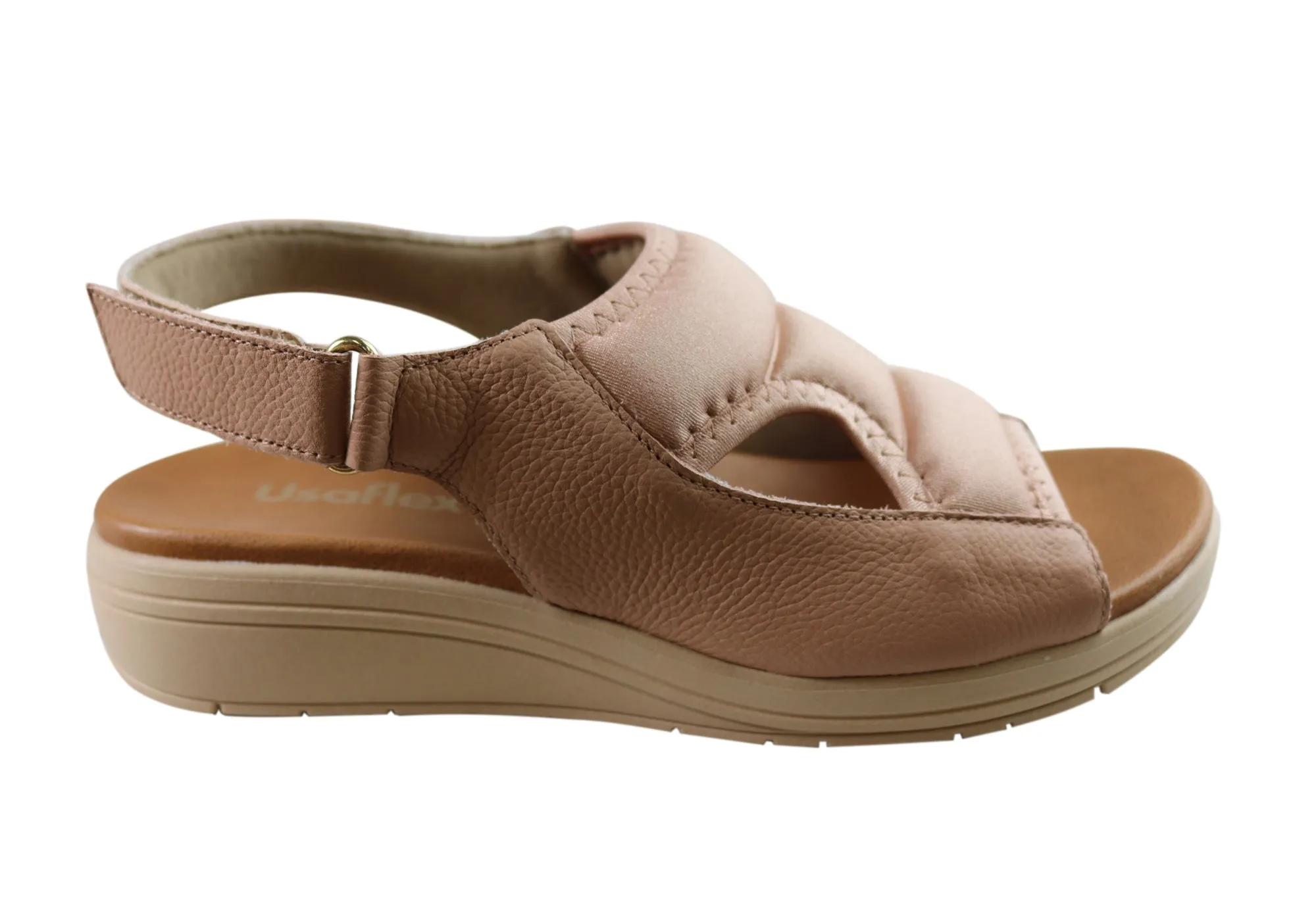 Walking Comfort Outdoor Flats Usaflex Eloise Womens Comfortable Leather Sandals Made In Brazil