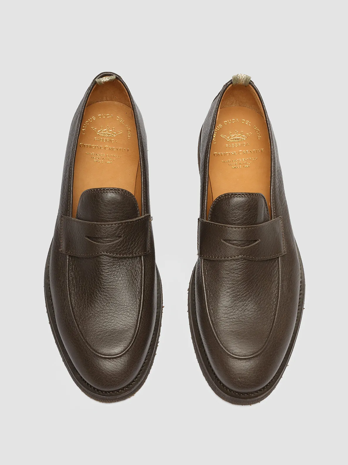 OPERA FLEXI 101 - Brown Leather Penny Loafers Traction Control