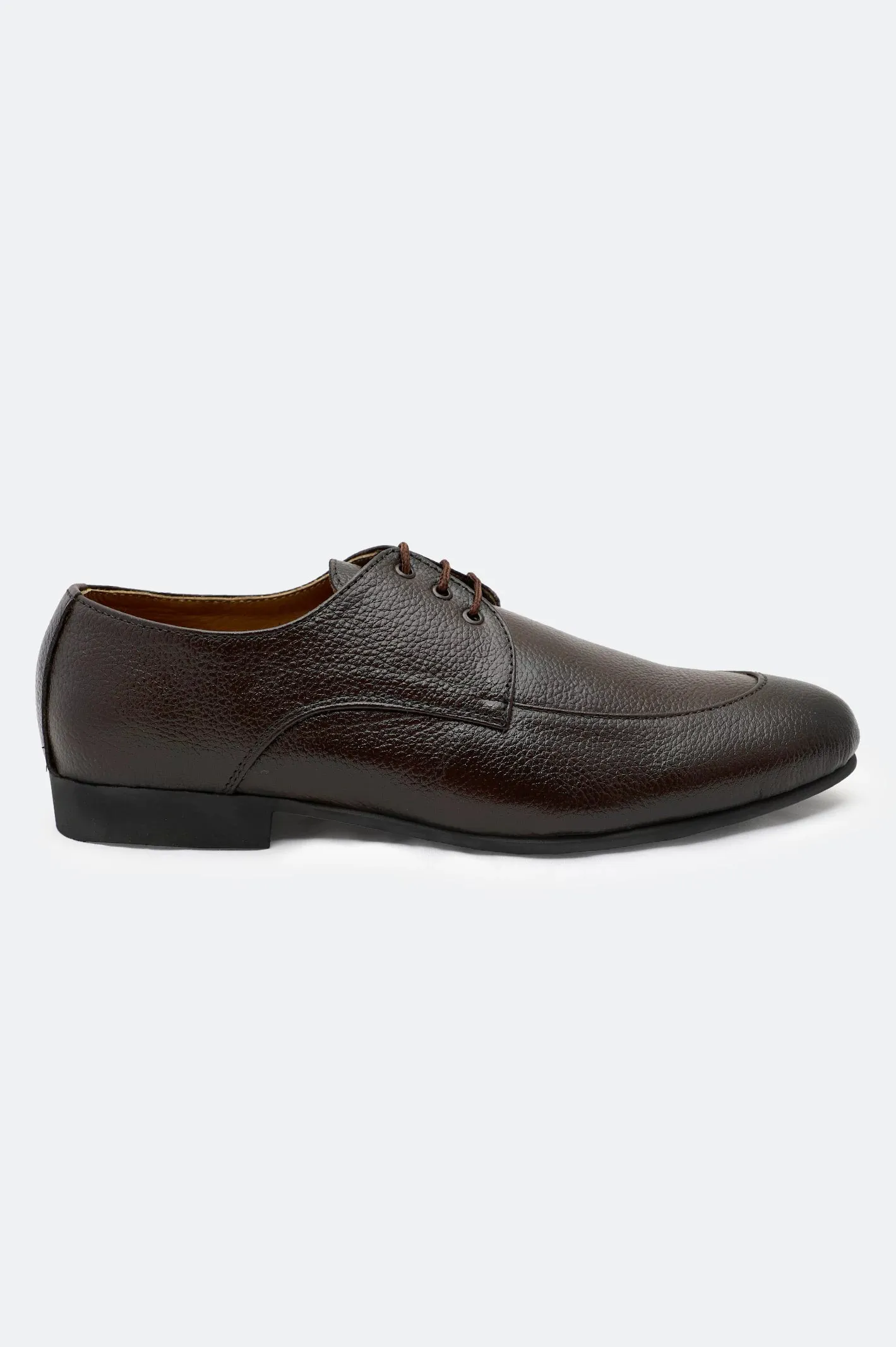Retro Style Subtle Finish Brown Derby Lace Up Formal Shoes