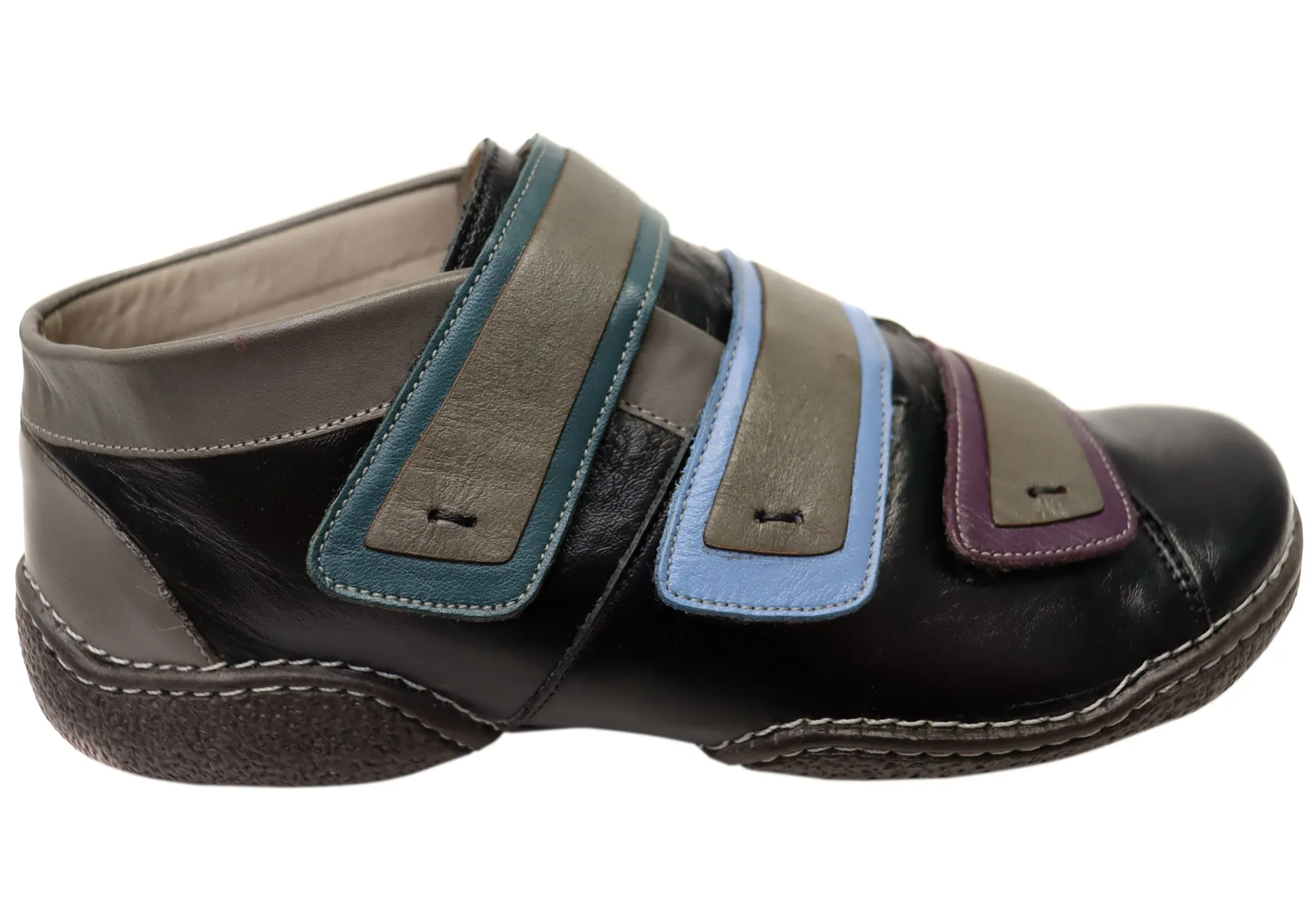 J Gean Roxy Womens Comfortable Leather Ankle Boots Made In Brazil Velcro Closure