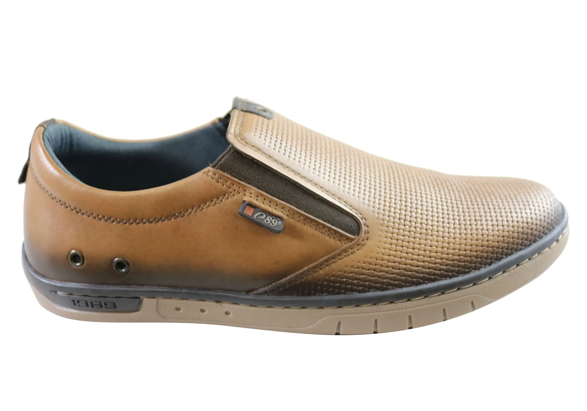 Pegada Justin Mens Leather Slip On Comfort Casual Shoes Made In Brazil Neutral Gear Style Daily