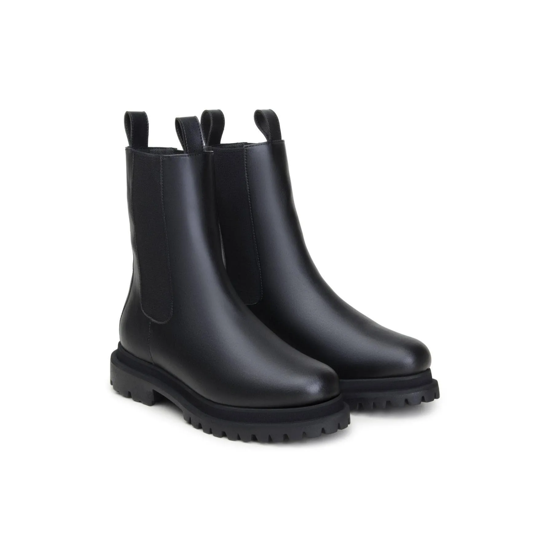 Minimal Look 'Chloe' black vegan-leather chelsea boot with chunky sole by Zette Shoes
