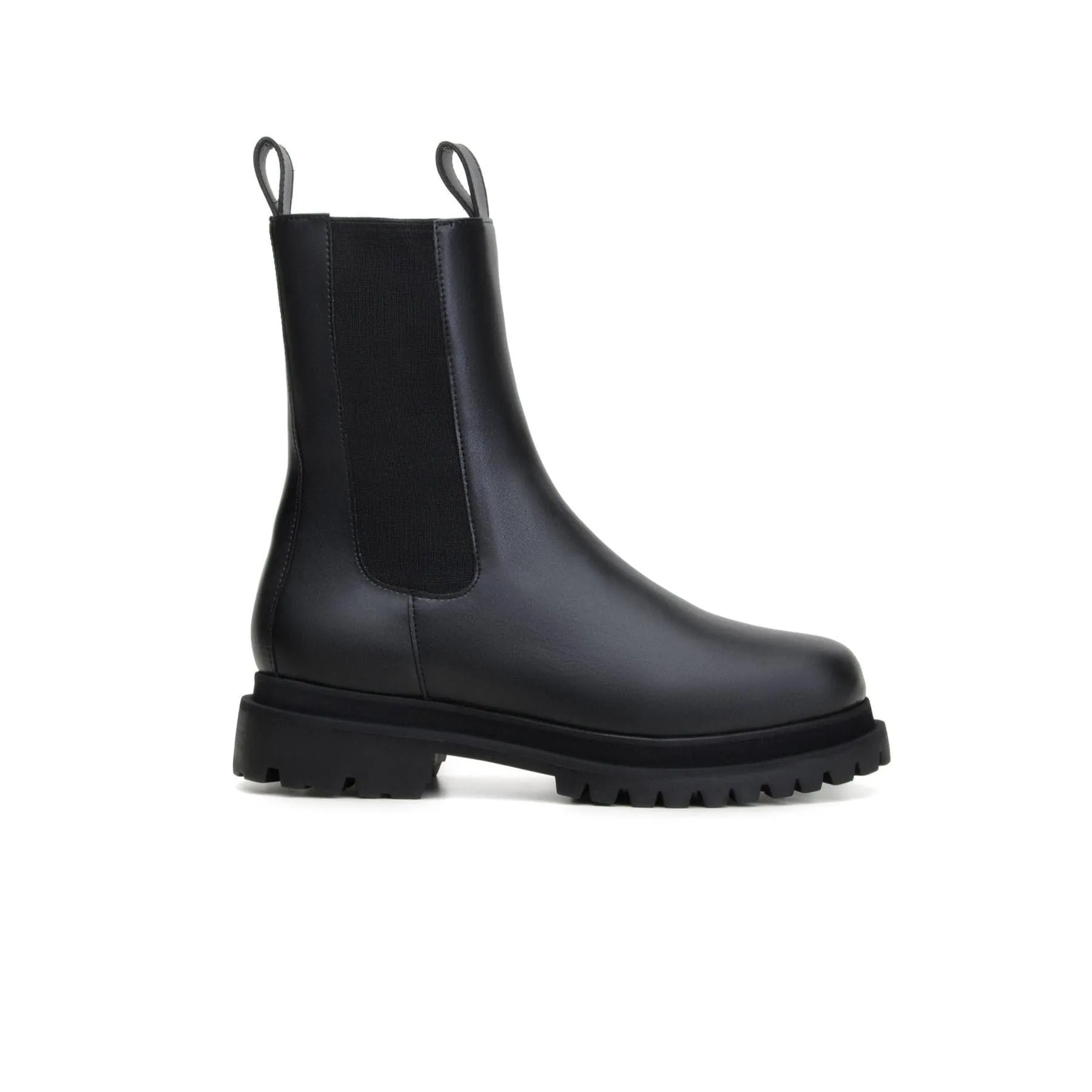 Easy Match 'Chloe' black vegan-leather chelsea boot with chunky sole by Zette Shoes