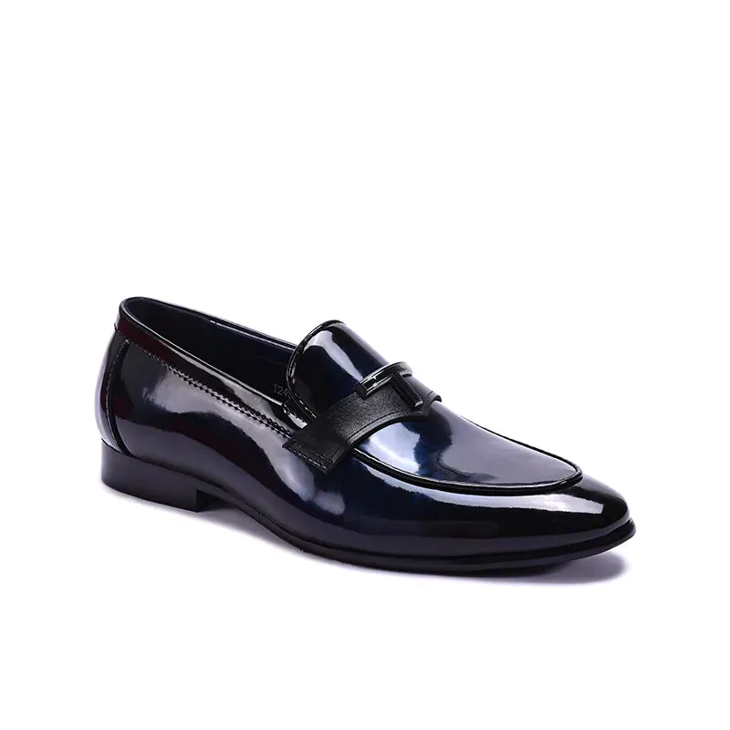 Refined Shape Black Glossy Slip On Dress Shoes 0111269