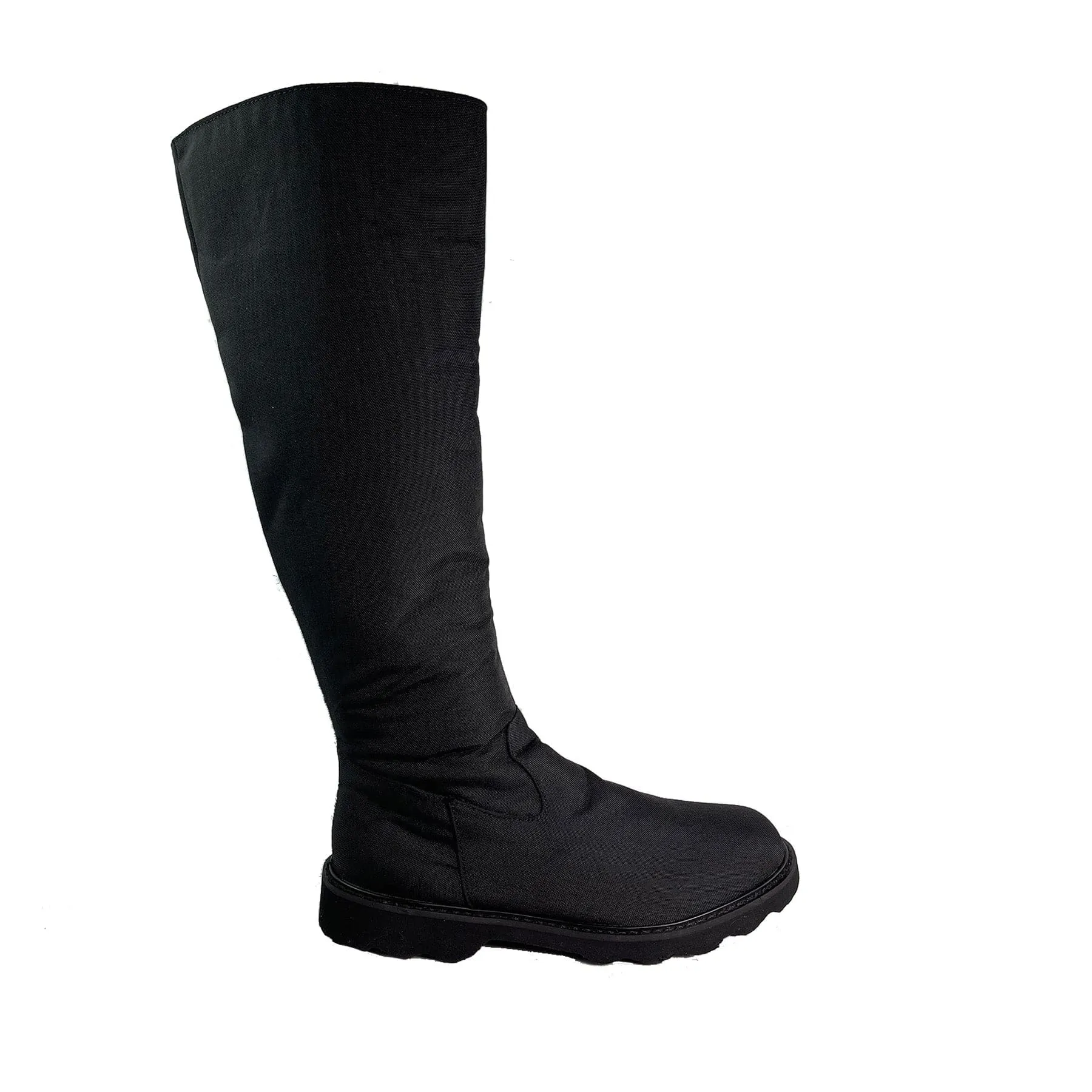'Abbey' vegan knee-high riding boot with chunky sole by Zette Shoes - black Weekend Ready