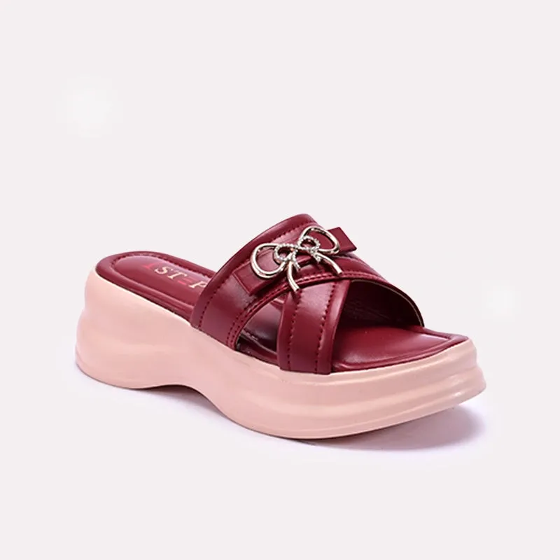 Maroon Platform Slippers 0413163 Strong Grip Icon Walk