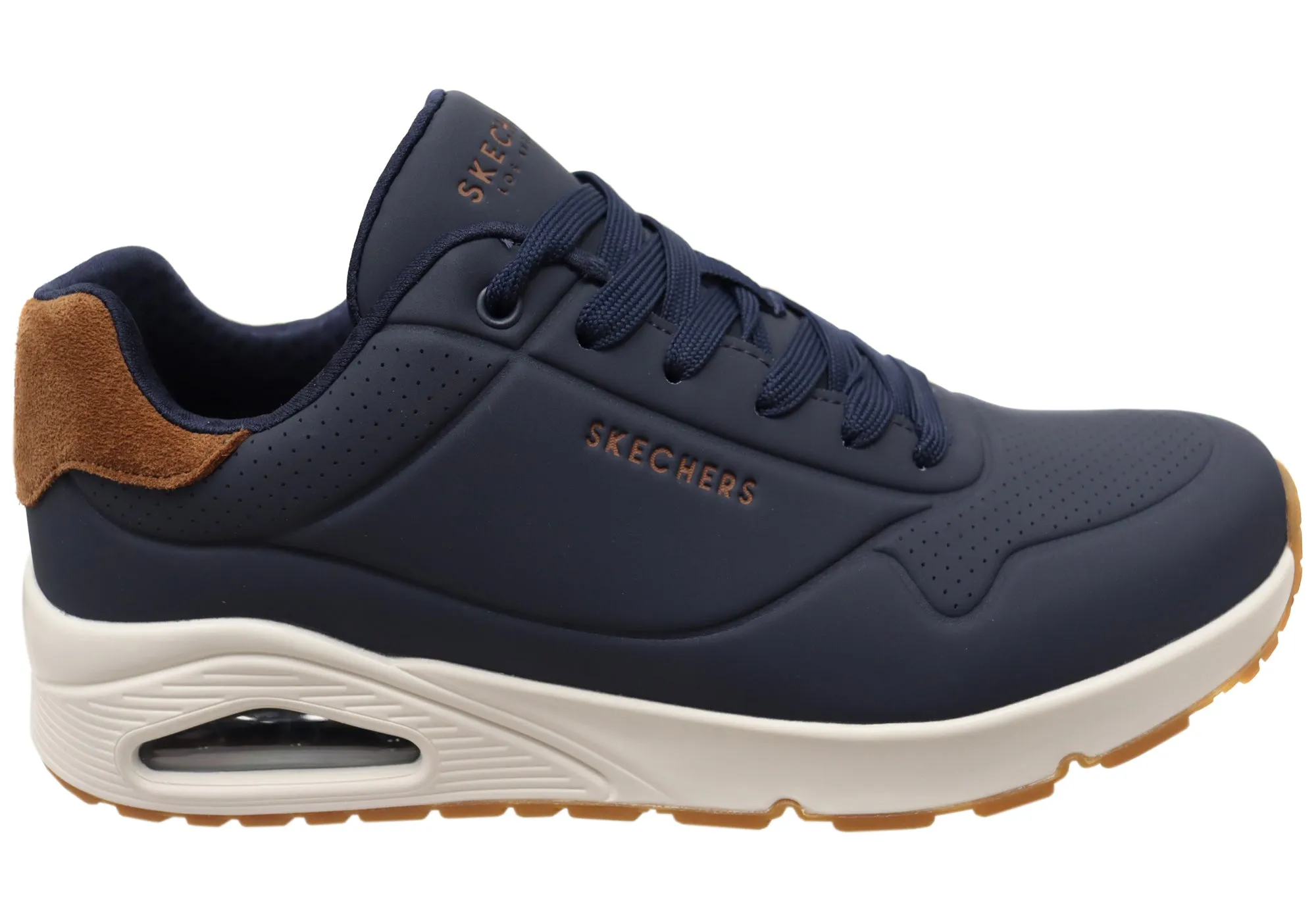 Cushioned Step Date Stroll Skechers Mens Uno Suited On Air Comfortable Lace Up Shoes