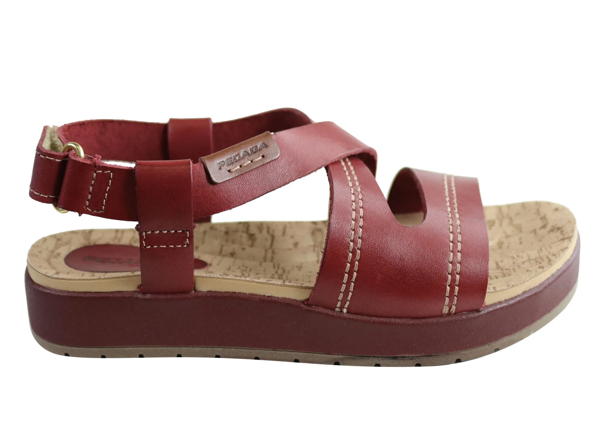 Pegada Tracie Womens Comfort Cushioned Leather Sandals Made In Brazil Relax Mode Leisure Design