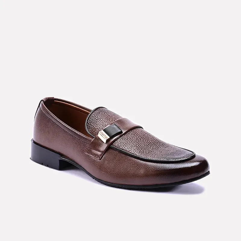 Non Shade Airport Style Elite Brown Slip On Dress Shoes 0111152